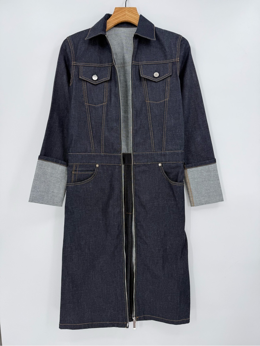 Helmut Lang Raw Indigo Denim Trench Size XS - Picture 3 of 16